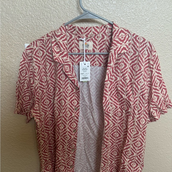 NWT Marine Layer Tencel Linen Resort Shirt Warm Geo Print Men’s S. - Picture 6 of 7